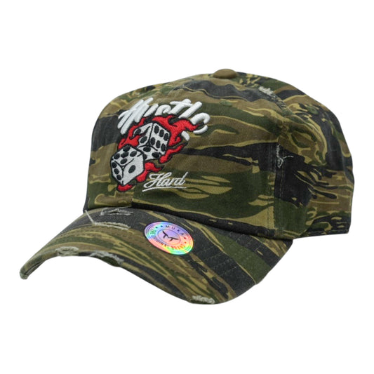 Hustle Hard Dice Distressed Vintage Dad Hat