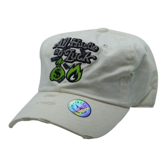All Hustle No Luck Distressed Vintage Dad Hat