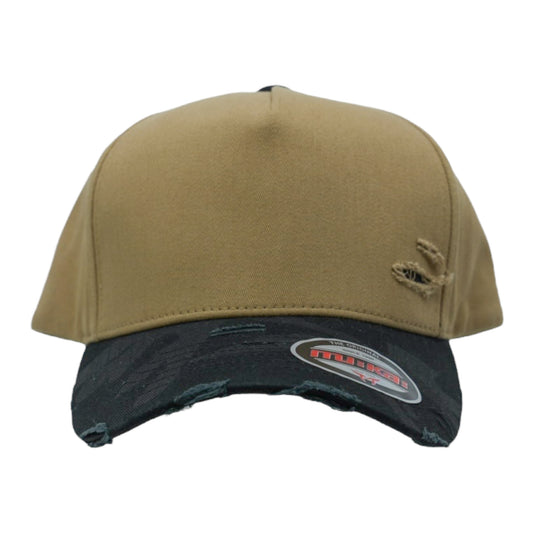Blank Distressed 2-Tone Camo Mid-High Crown Snapback Hat