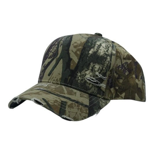 Blank Distressed Camo Mid-High Crown Snapback Hat