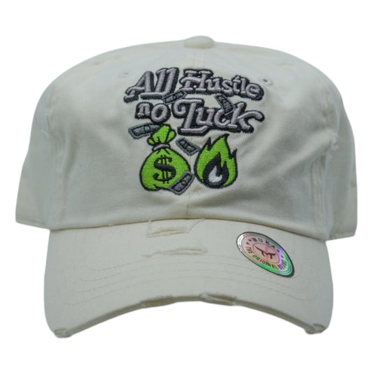 All Hustle No Luck Distressed Vintage Dad Hat