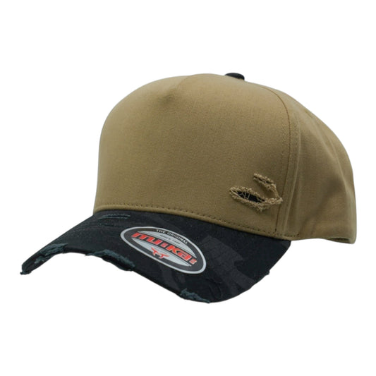 Blank Distressed 2-Tone Camo Mid-High Crown Snapback Hat